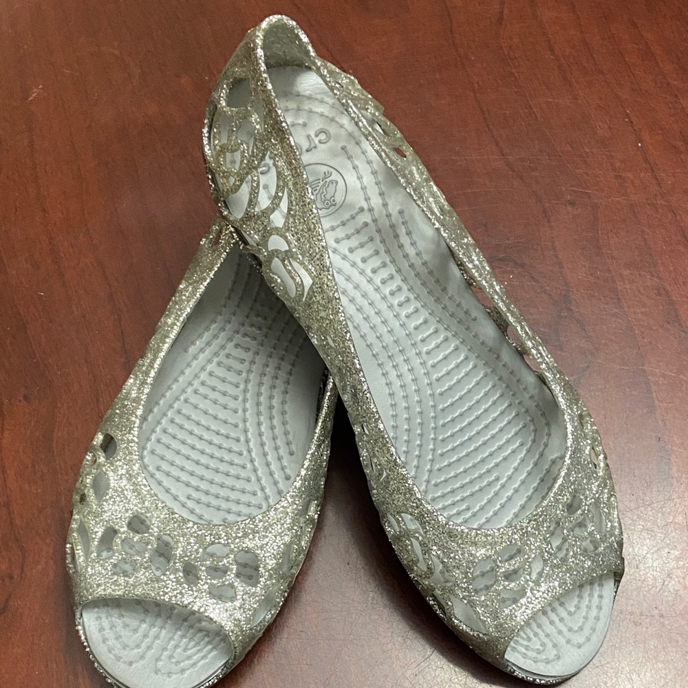 CROCS Sparkling Silver Flats